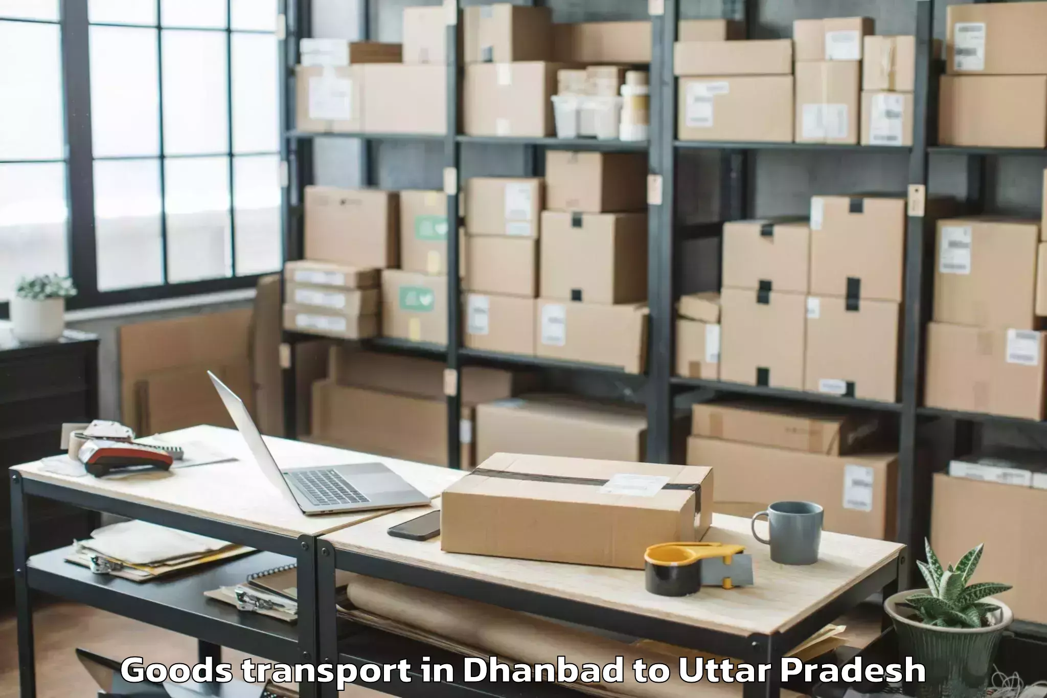 Dhanbad to Rani Lakshmi Bai Central Agric Goods Transport